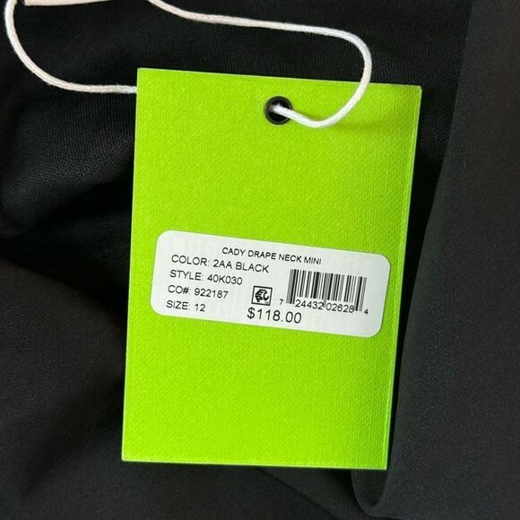 Sam Edelman Cady Drape Neck Mini Dress in black NWT - Women’s US 12 - Picture 8 of 8